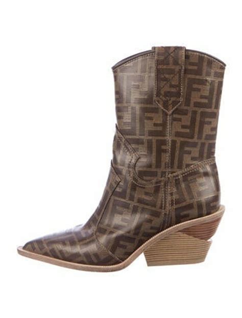 Fendi Cutwalk Zucca FF Logo Western Boots 